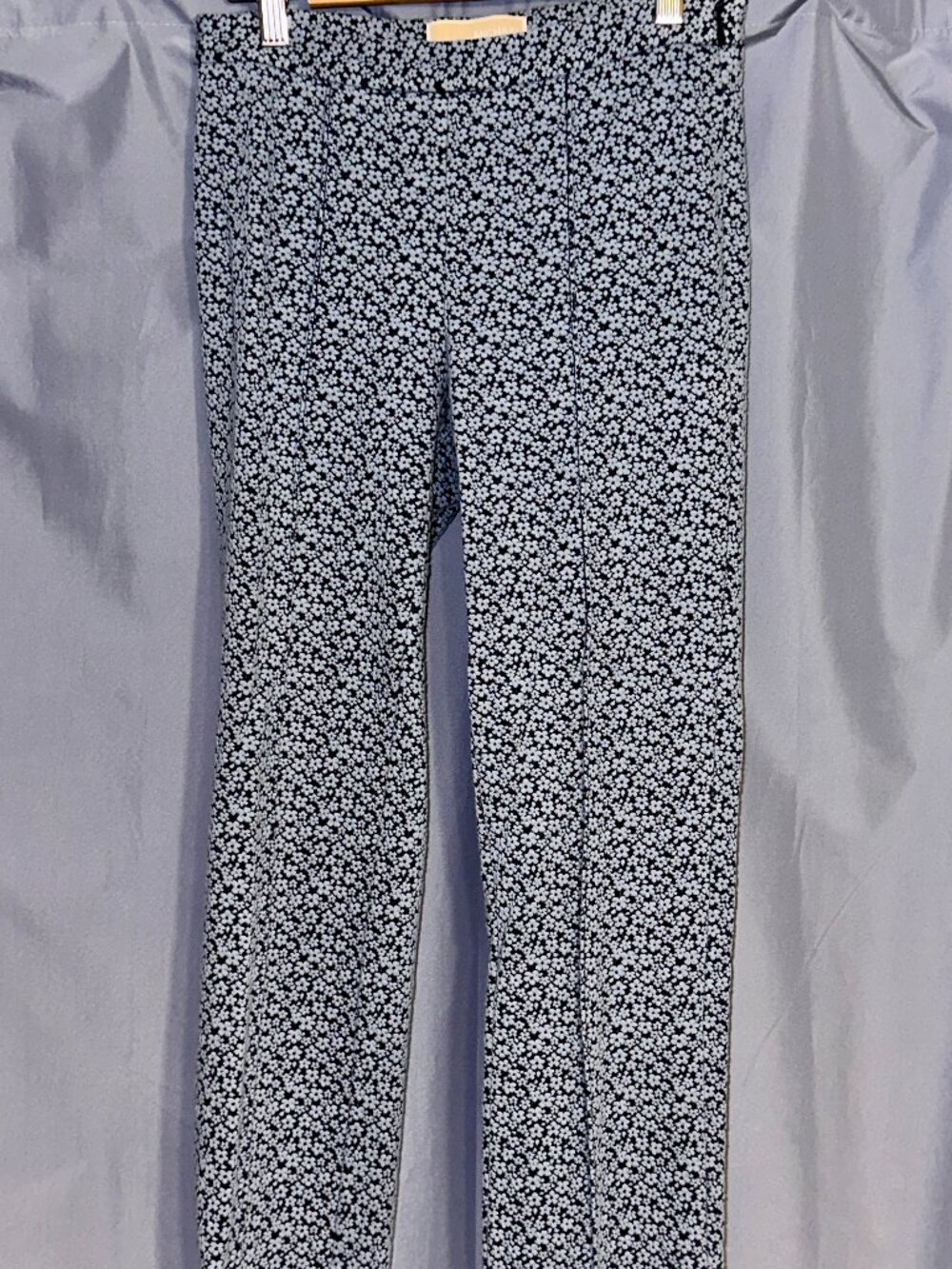 Michael Kors Womens Blue Floral Print Pants Slim Fit, stretchy wrinkle-resist XS